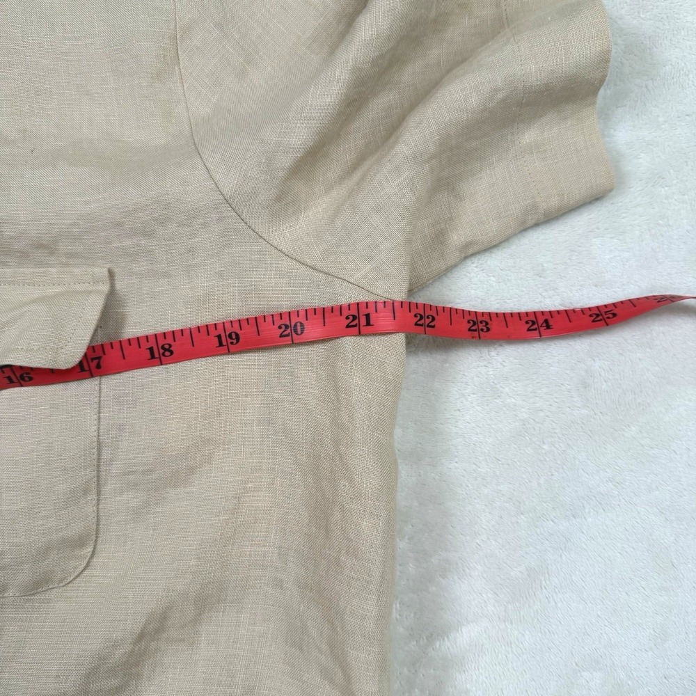 Richard Malcolm Safari Shirt Women Large Beige Linen Cotton Utility Short Sleeve - Picture 8 of 10